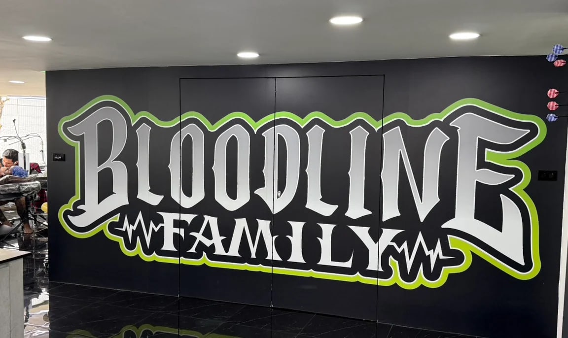 Bloodline Family studio wall detail in Bangkok